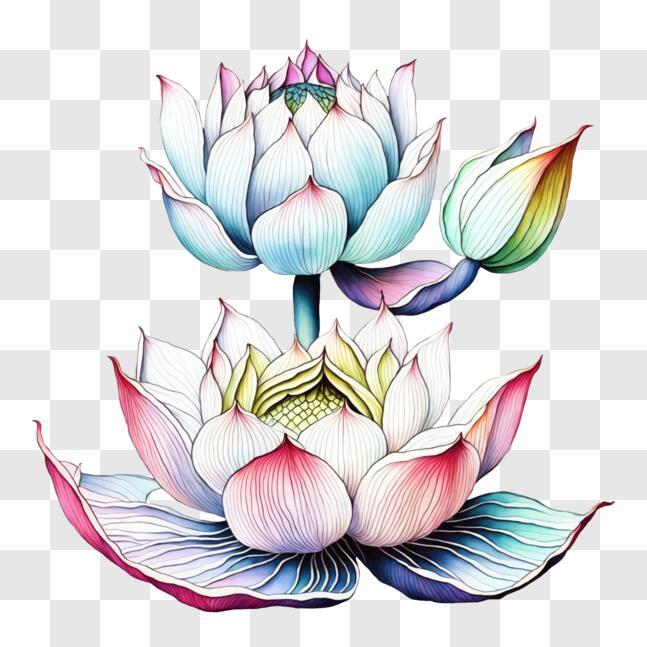 Download beautiful white lotus flowers in full bloom png online