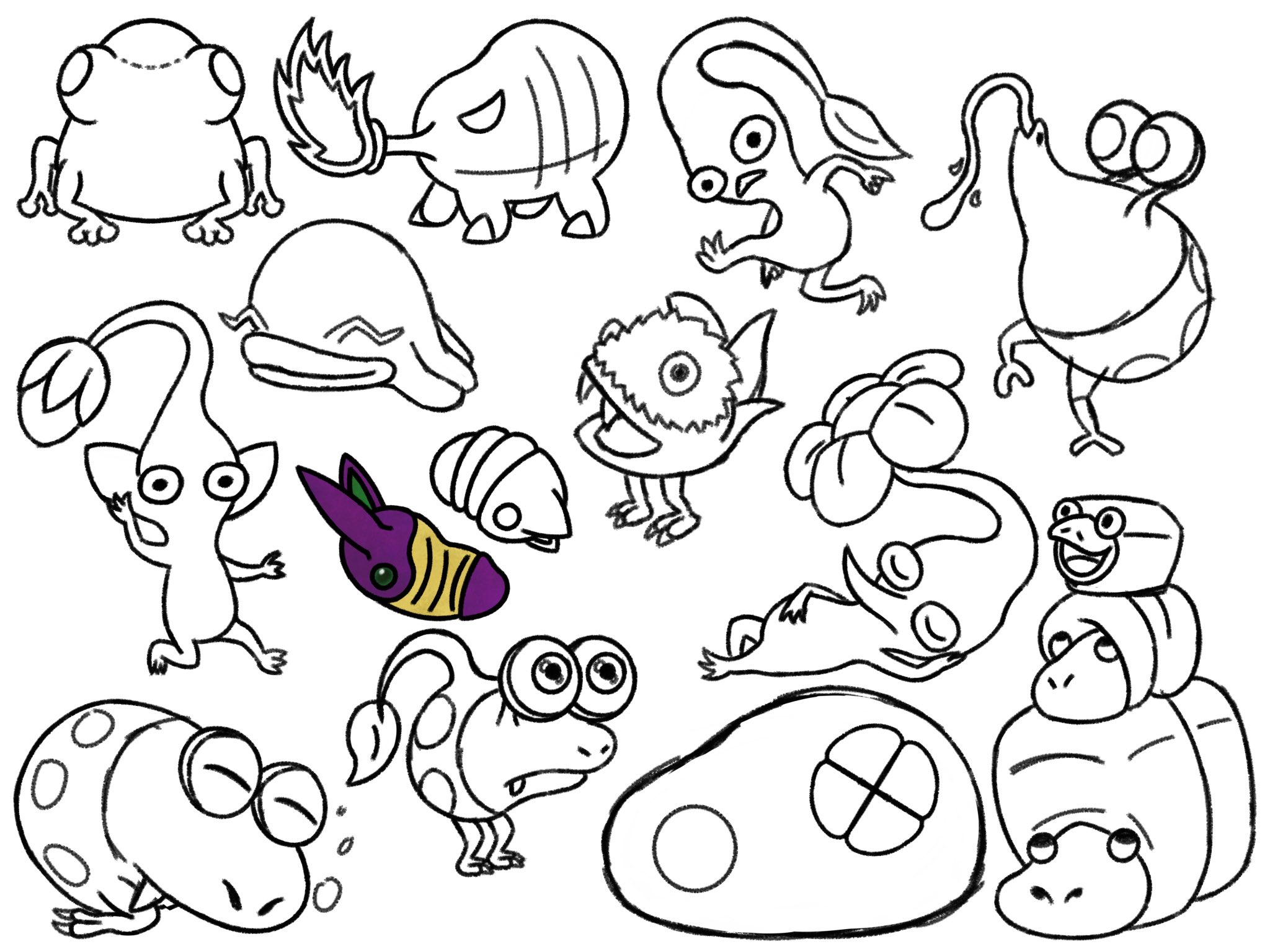 Goolia on x so like i hinted about a week ago im working on making some pikmin stickers here are all the prototypes of course the final versions will be higher quality