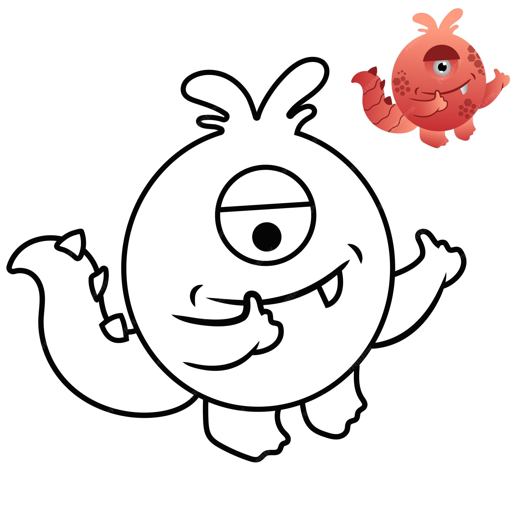 Premium vector coloring pages for kids education cute monster cartoon vector icon illustration monster