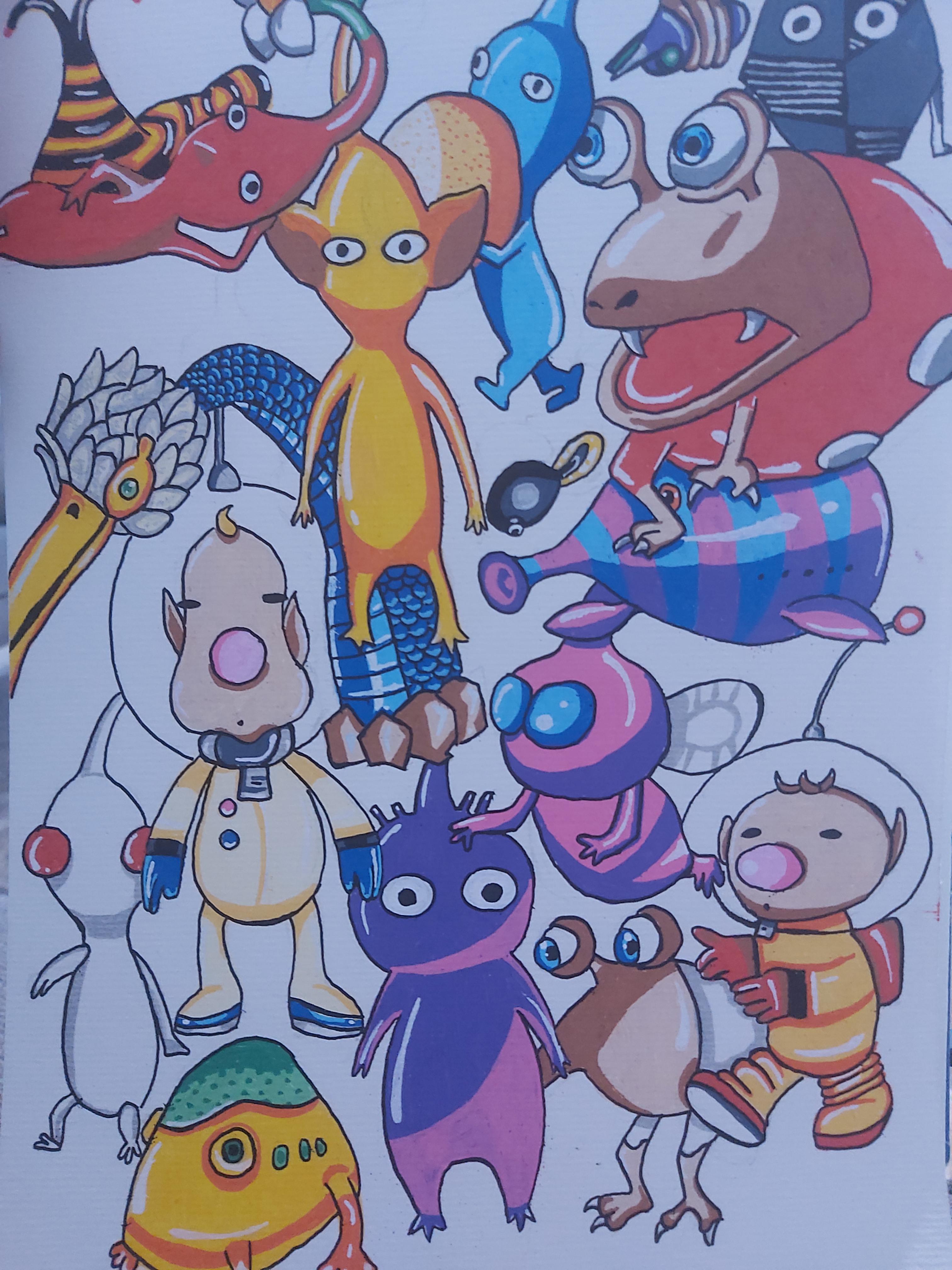 Working on collaging with drawings so heres a pikmin one i did âðð r pikmin