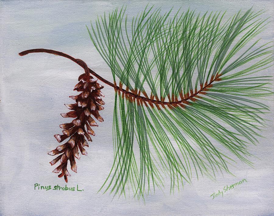 White pine cone and tassel painting by judy sherman