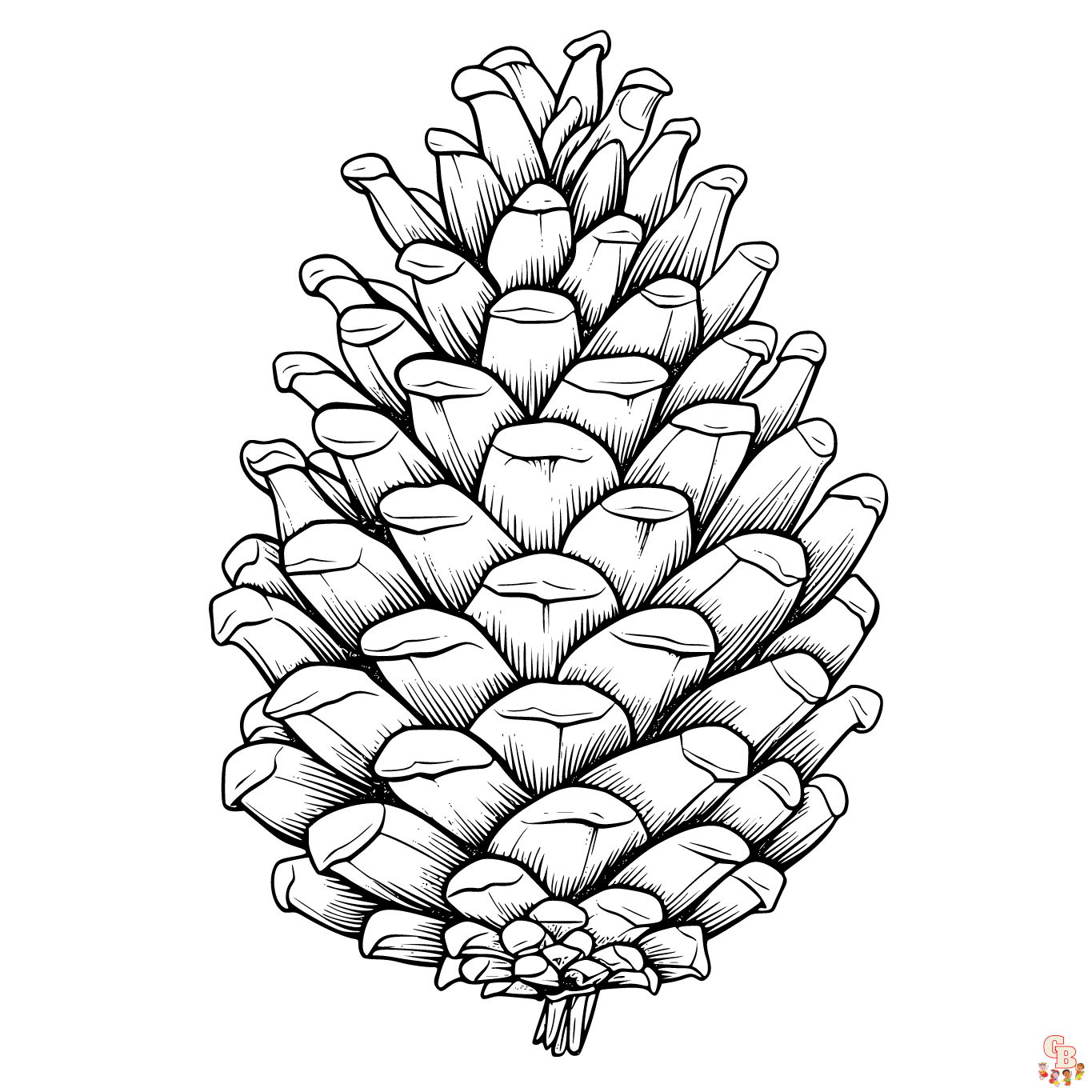 Printable pine cone coloring pages free for kids and adults