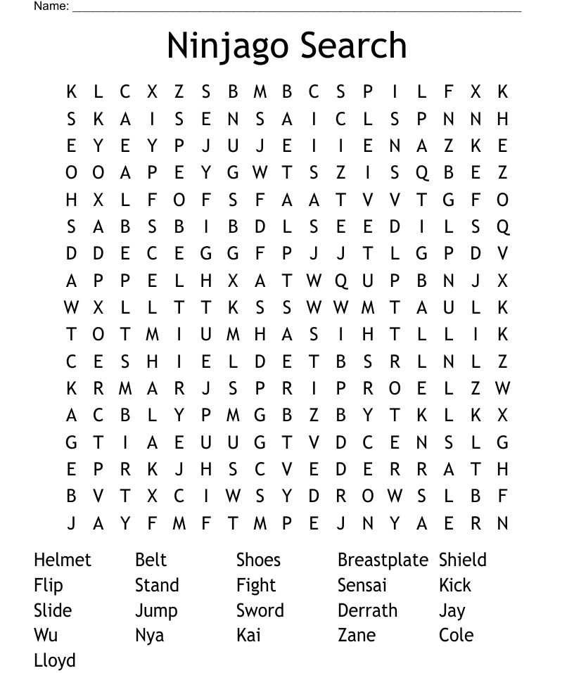 Similar to lego ninjago word search