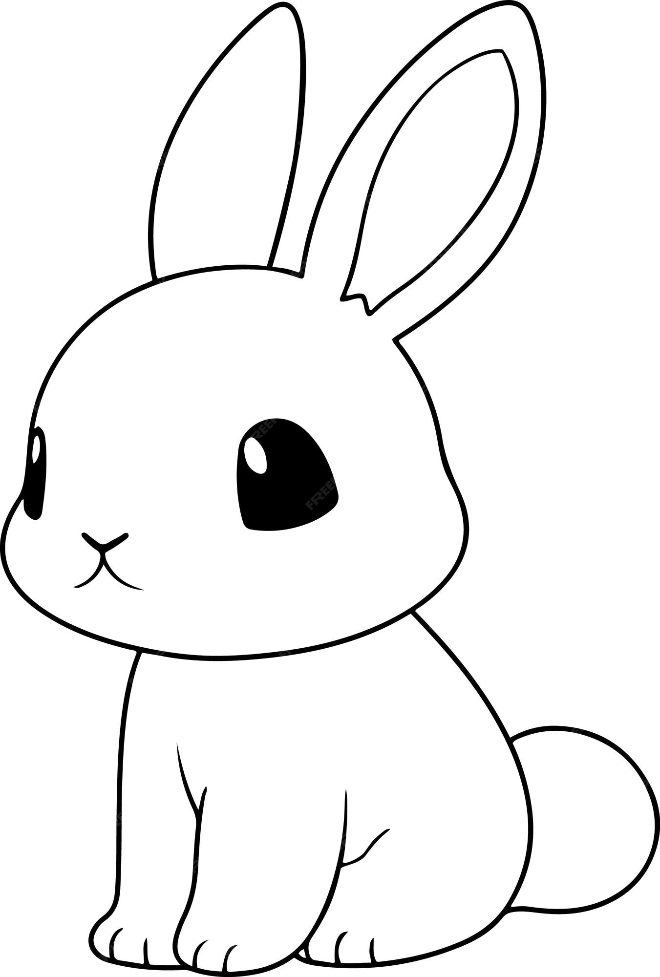 Premium vector rabbit vector illustration black and white outline bunny coloring book or page for children