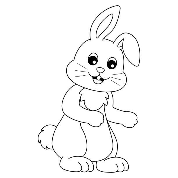 Easter rabbit isolated coloring page for kids stock illustration
