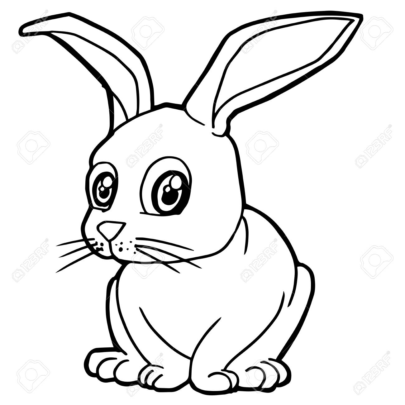 Cartoon cute rabbit coloring page vector illustration royalty free svg cliparts vectors and stock illustration image