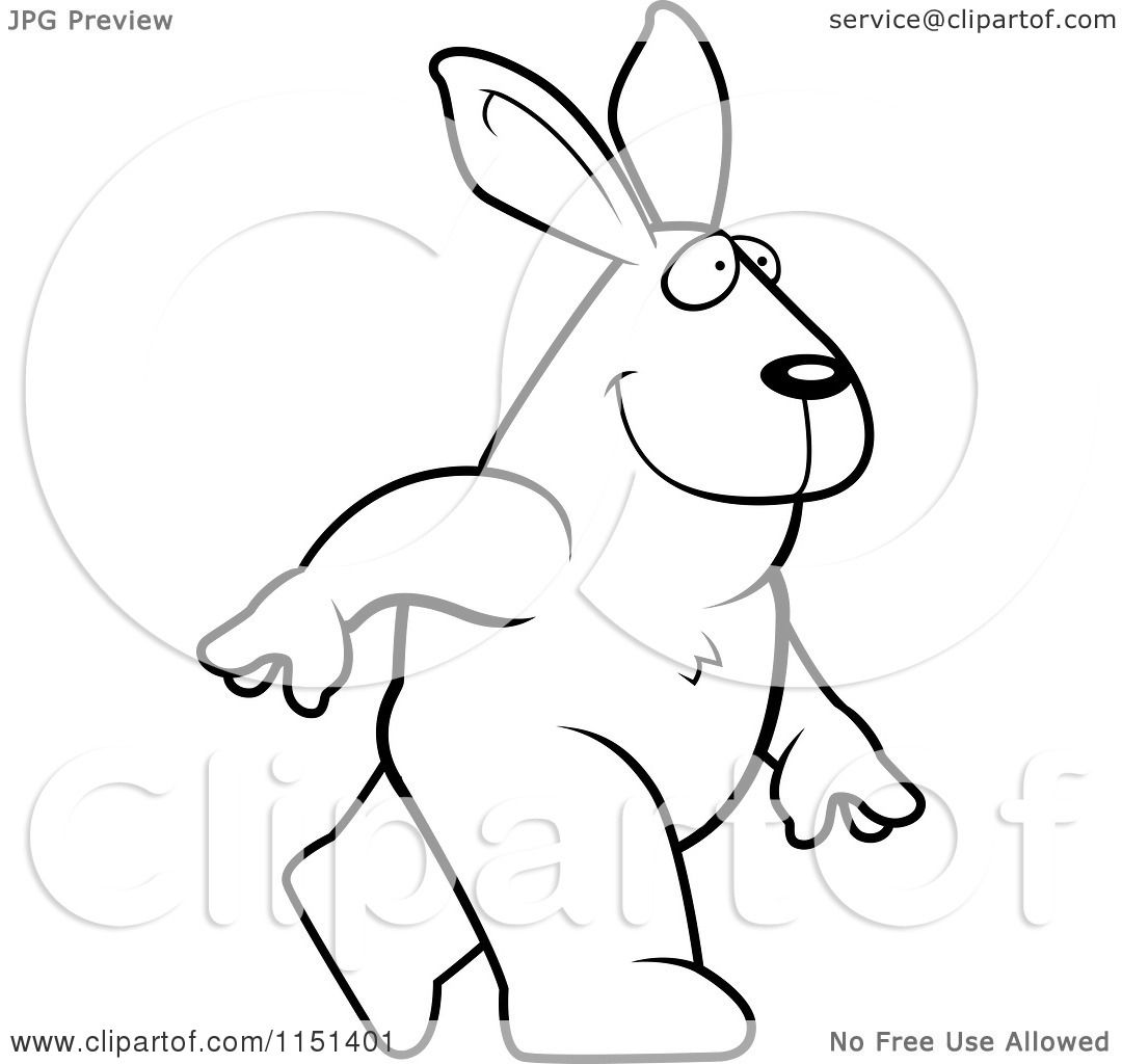 Cartoon clipart of a black and white walking rabbit