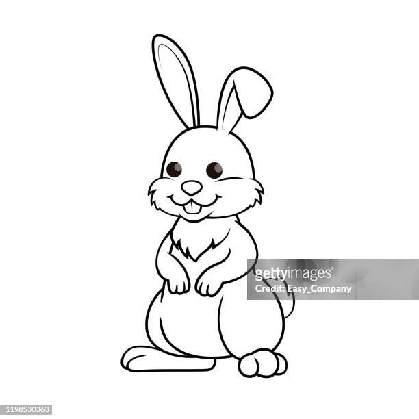 Vector illustration of rabbit isolated on white background for kids coloring book high