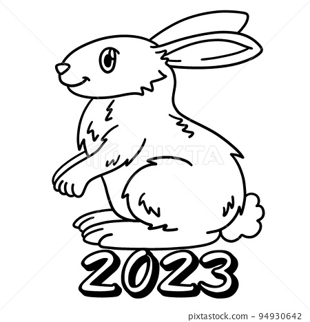 Year of the rabbit isolated coloring page