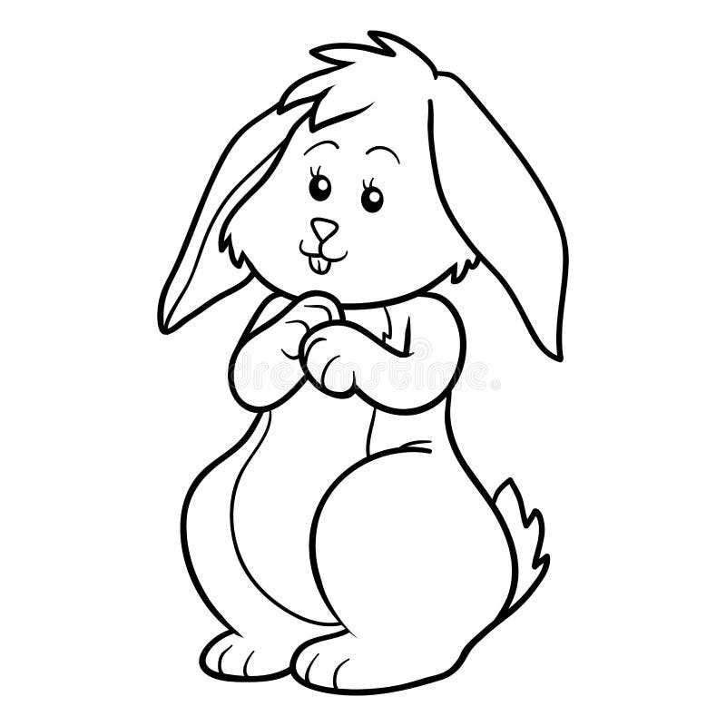 Coloring book rabbit stock vector illustration of small