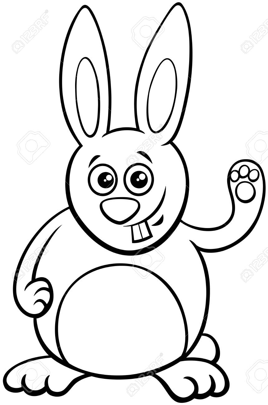 Black and white cartoon illustration of funny rabbit ic animal character coloring book page royalty free svg cliparts vectors and stock illustration image