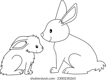 Mother baby rabbit coloring page kids stock vector royalty free