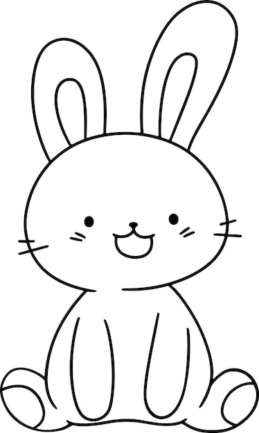 Premium vector rabbit vector illustration black and white outline bunny coloring book or page for children