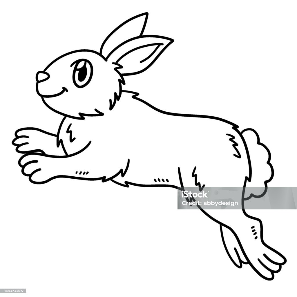 Jumping rabbit isolated coloring page for kids stock illustration