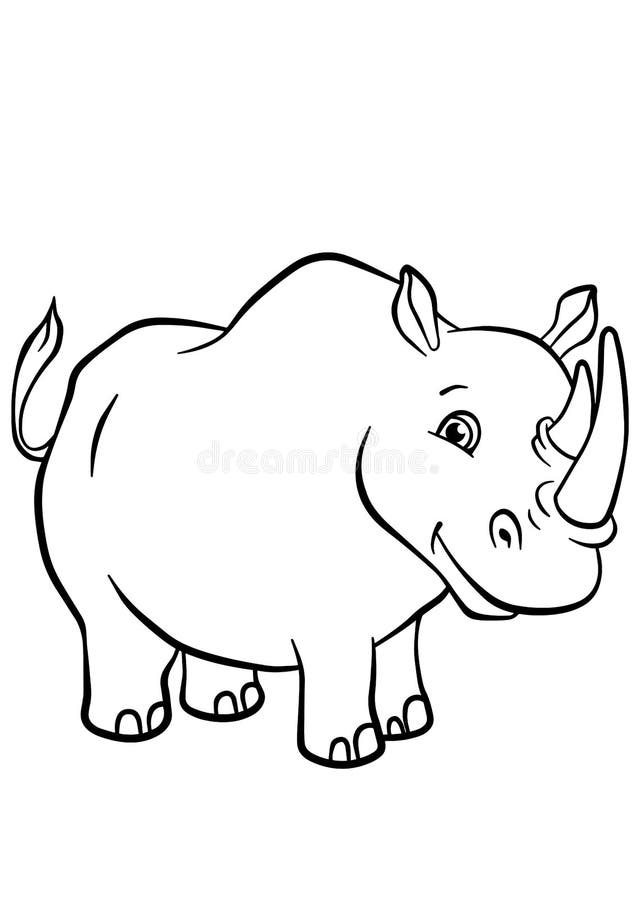 Coloring pages animals cute rhinoceros stock vector