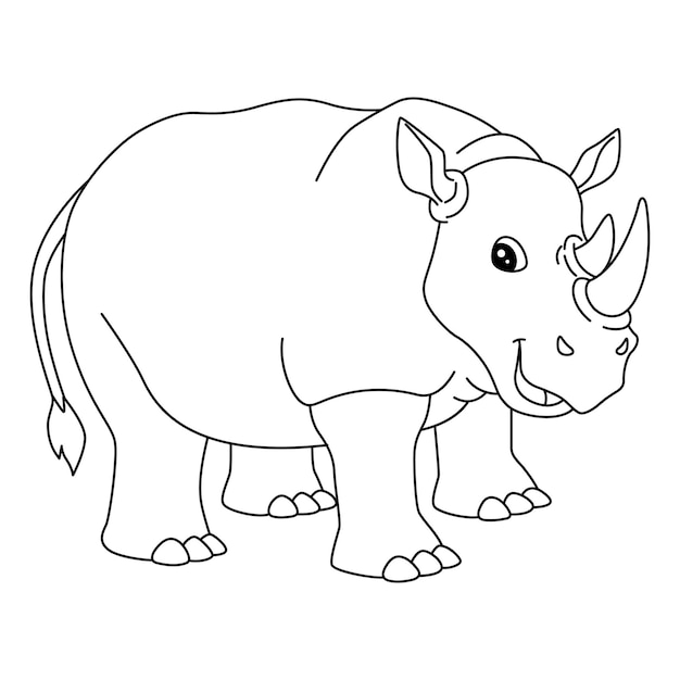 Premium vector rhinoceros coloring page isolated for kids