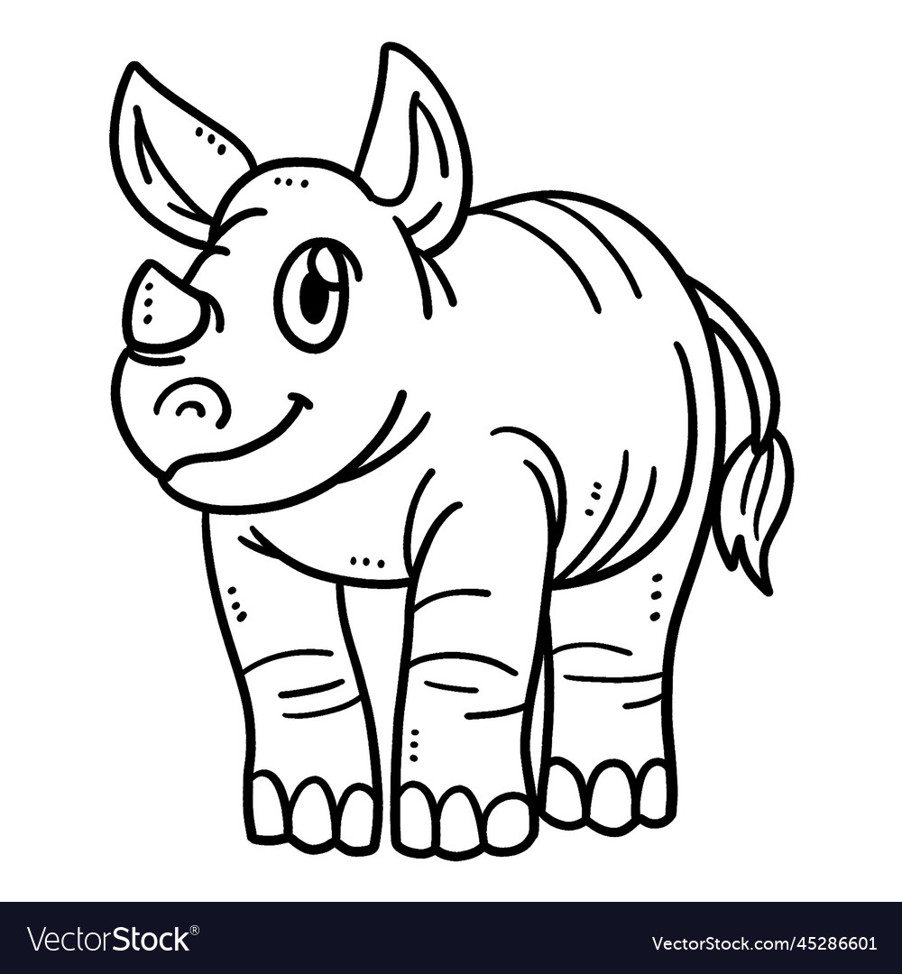 Baby rhino isolated coloring page for kids vector image