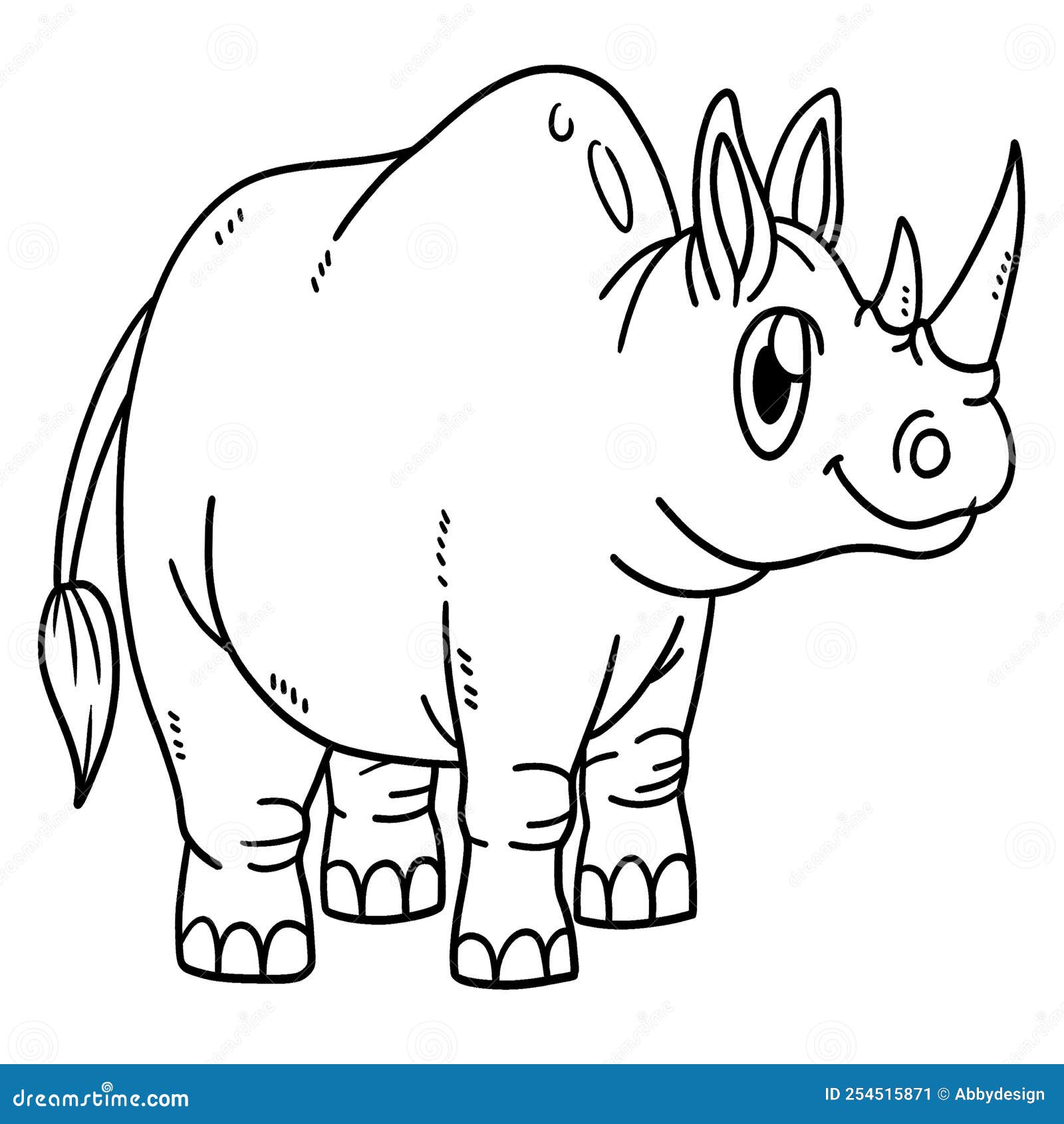 Rhinoceros animal isolated coloring page for kids stock vector