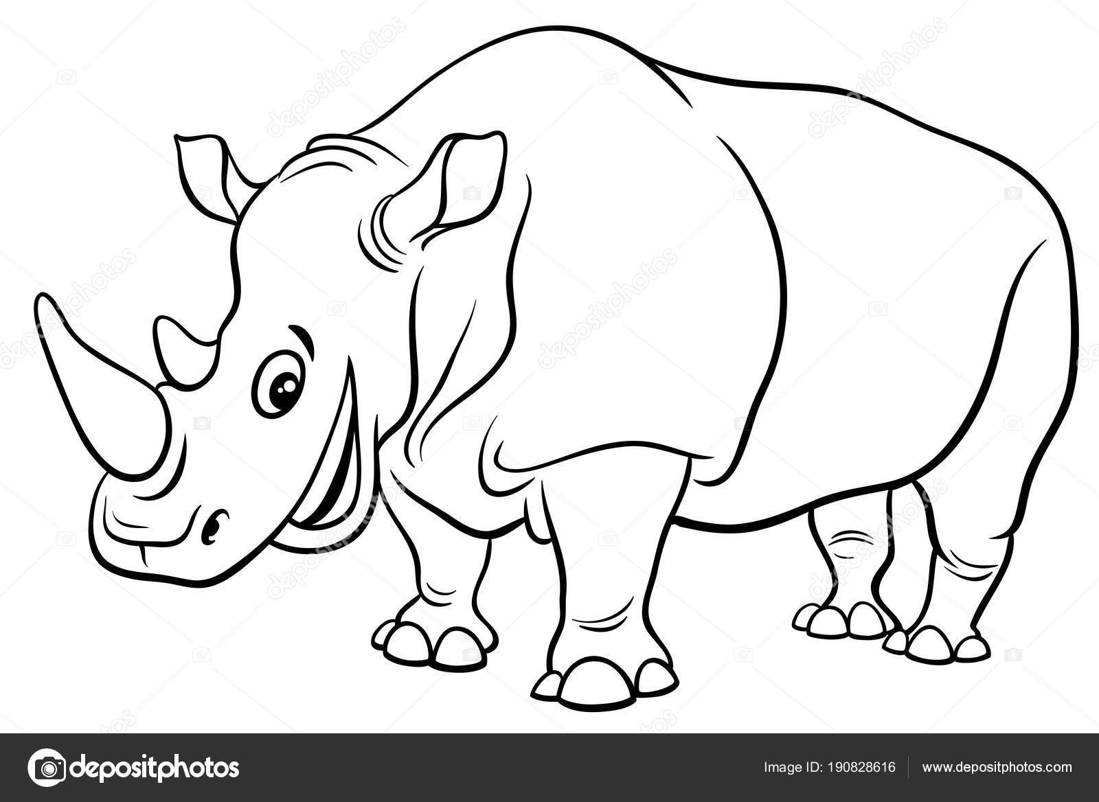 Funny rhinoceros character coloring page stock vector by izakowski