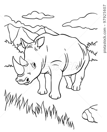 Rhinoceros coloring page for kids