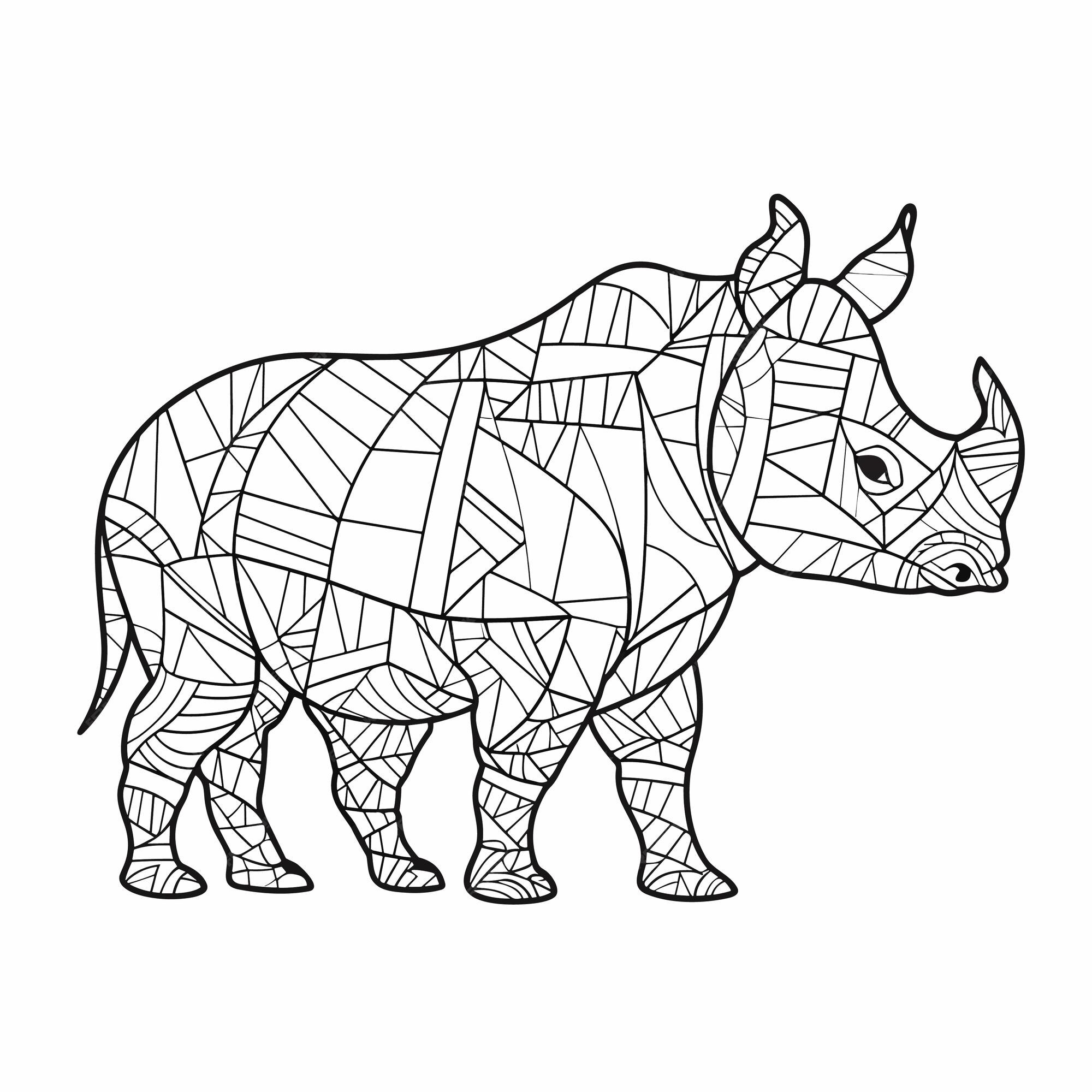 Premium vector sketch hand drawn single line art coloring page line drawing rhinoceros day