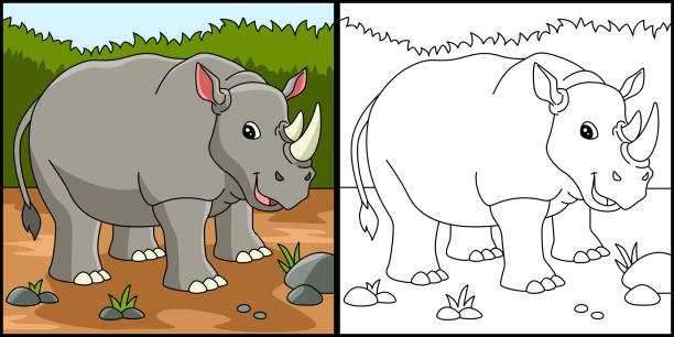 Rhino coloring page stock illustrations royalty