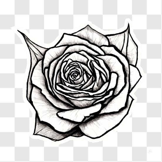 Download black and white rose tattoo design