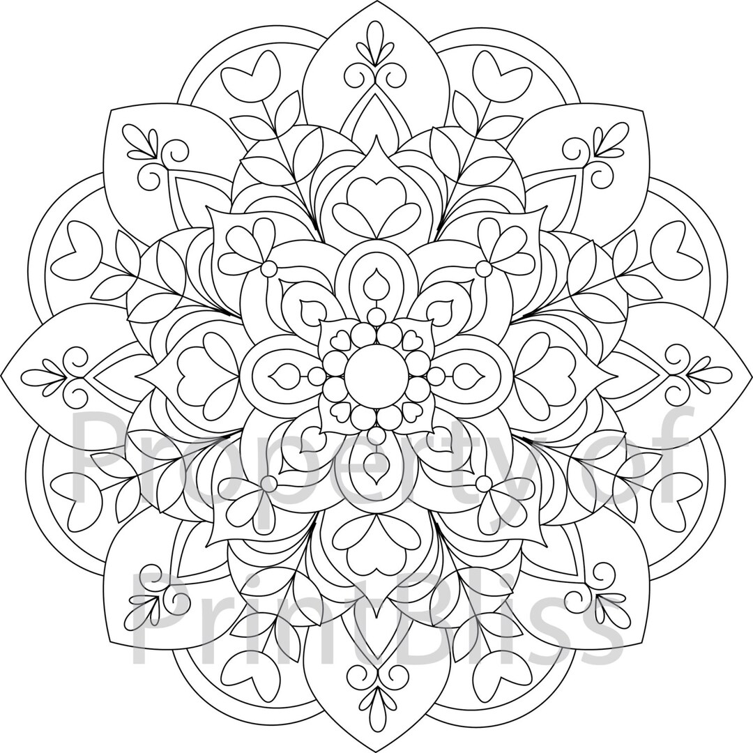 Flower mandala printable coloring page