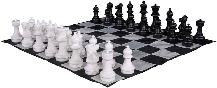 Megachess large premium chess set with inch tall king black and white with quick fold nylon mat toys games