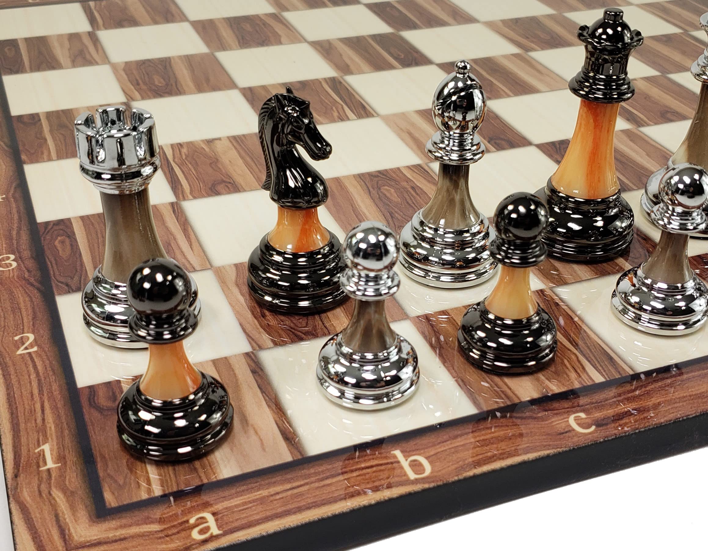 Staunton chrome black chrome pro plastic chess men set inch king with cedar color board toys games