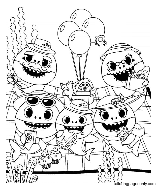 Baby shark coloring pages printable for free download