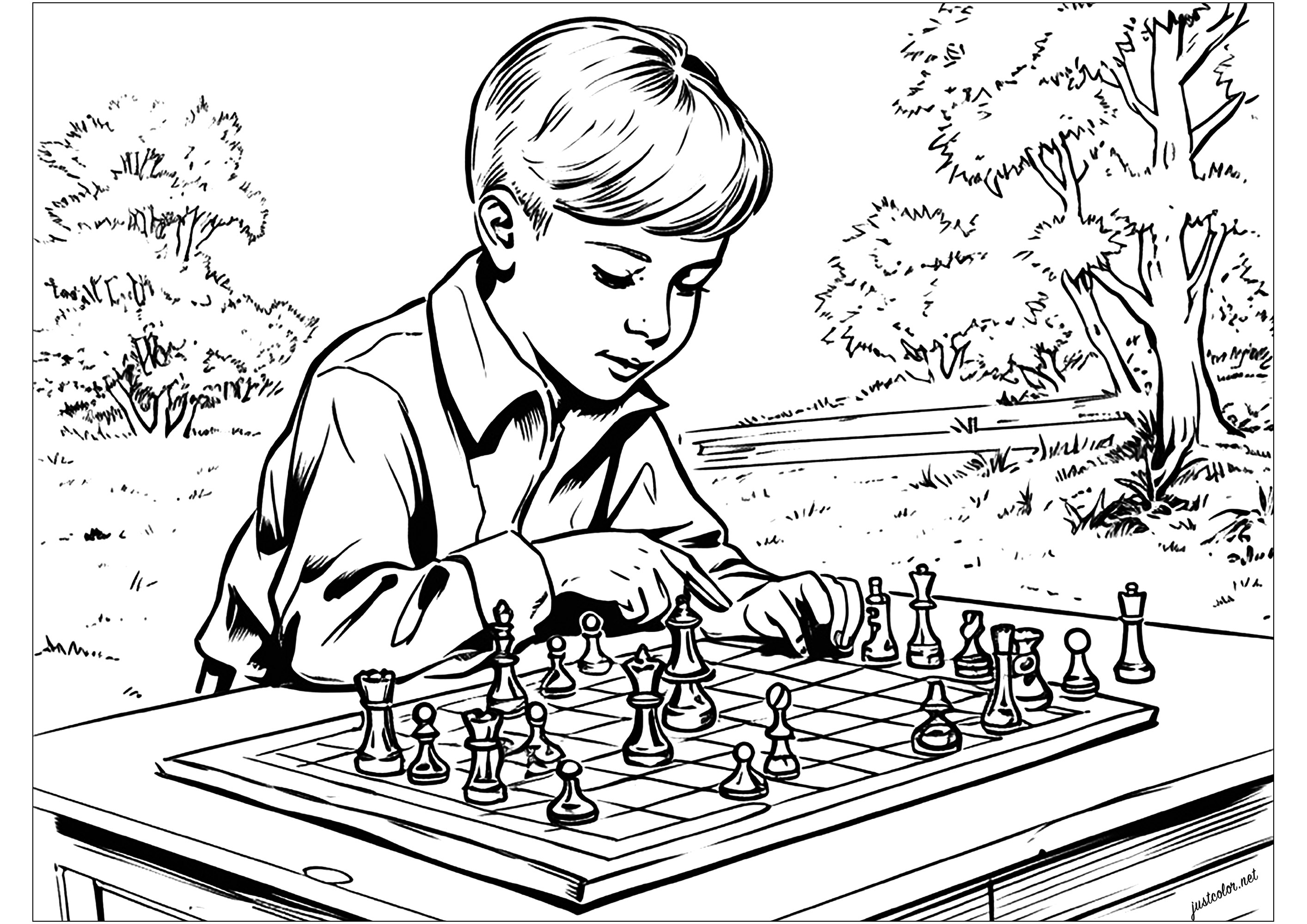 Child playing chess
