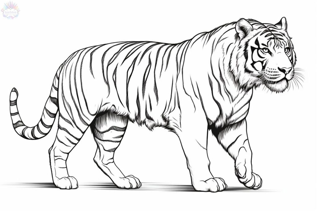 Tiger coloring pages for adults and kids