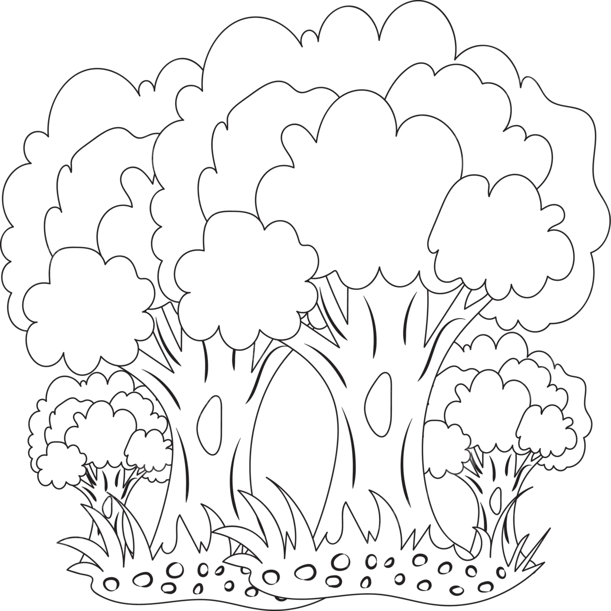 Tree adult and kids coloring page vector tree drawing ring drawing kid drawing png and vector with transparent background for free download