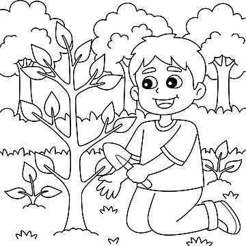 Planting trees coloring page png transparent images free download vector files