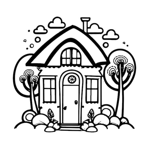 Premium vector house coloring page useful as coloring book for kids isolated