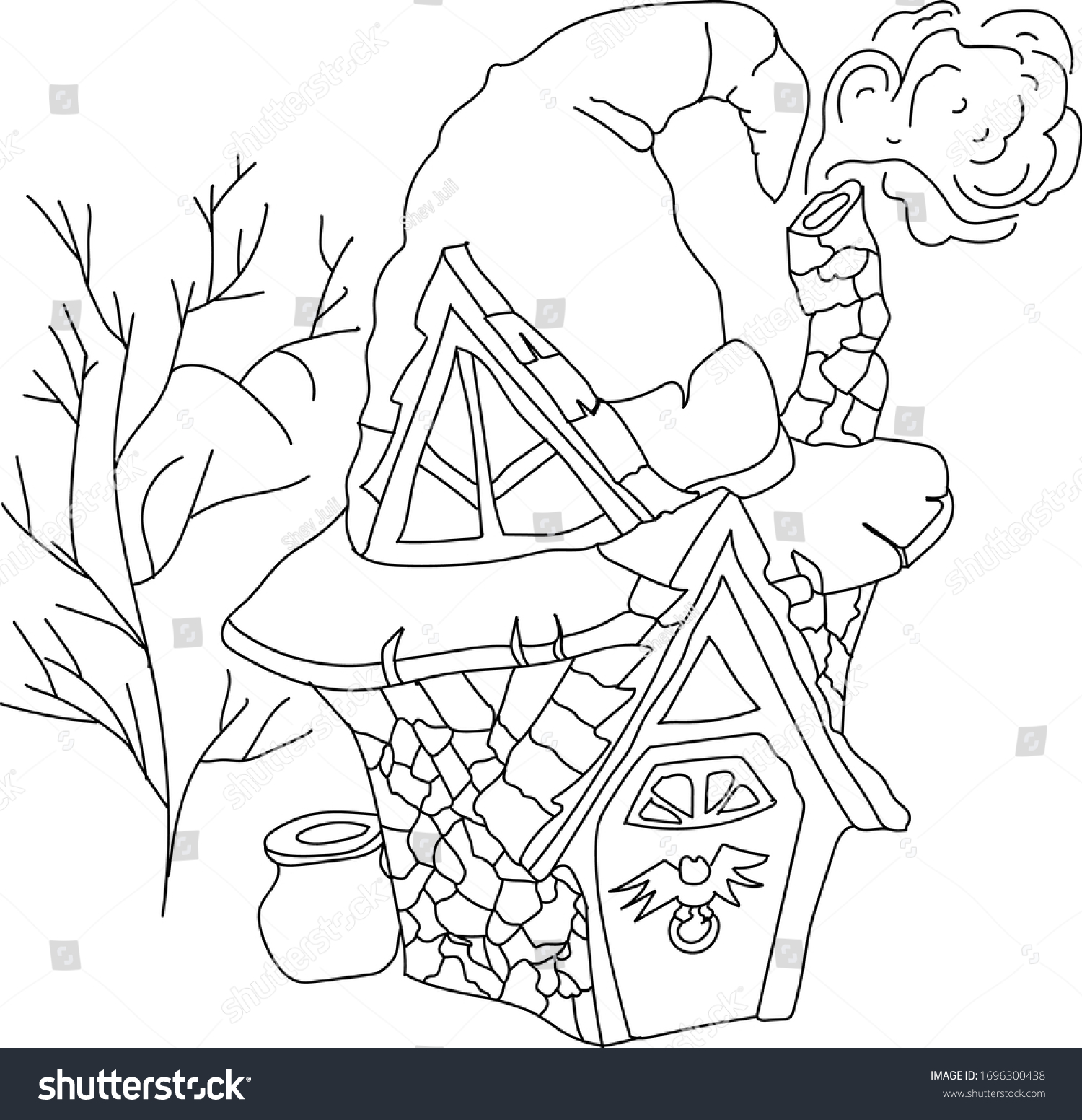 Fairytale house coloring black white house stock vector royalty free