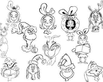 The grinch bundle coloring page png kids coloring activity png instant download
