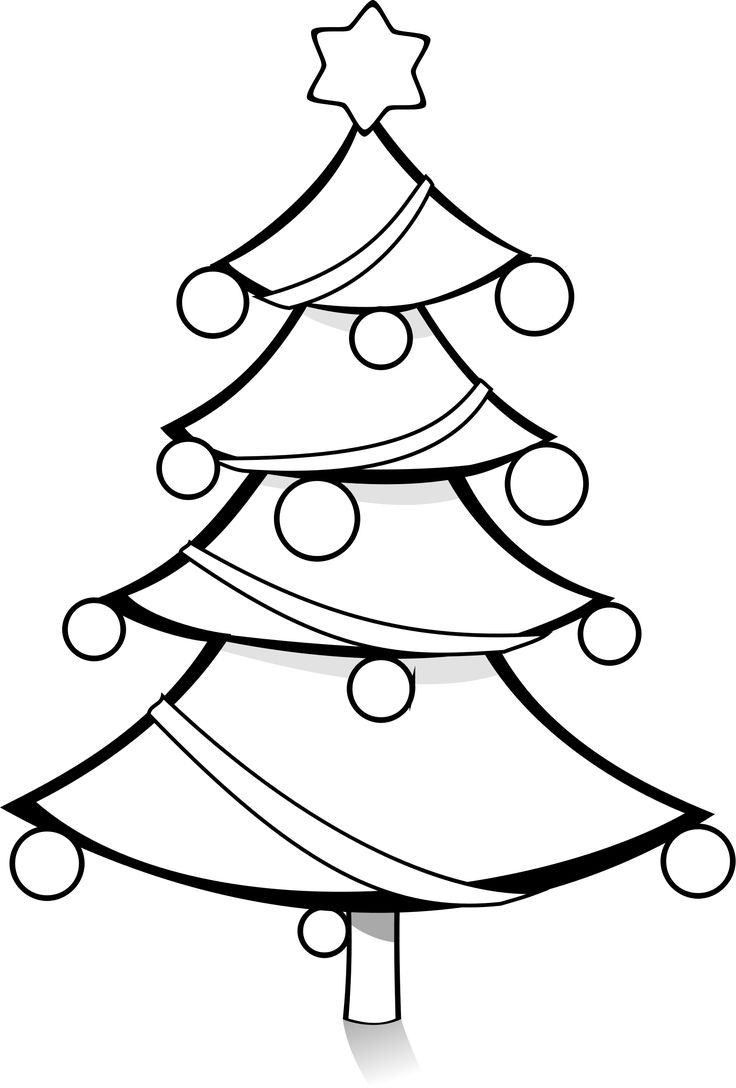 Christmas tree black and white christmas tree outline clipart