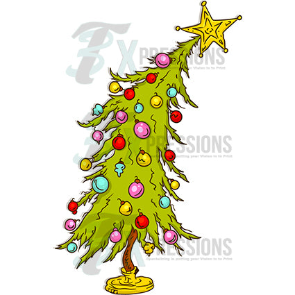 Leaning christmas tree