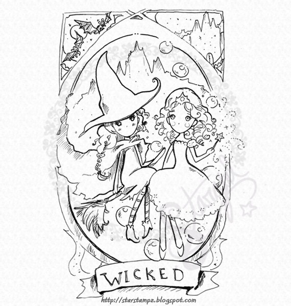 Wicked elphaba and glinda digital stamp instant download