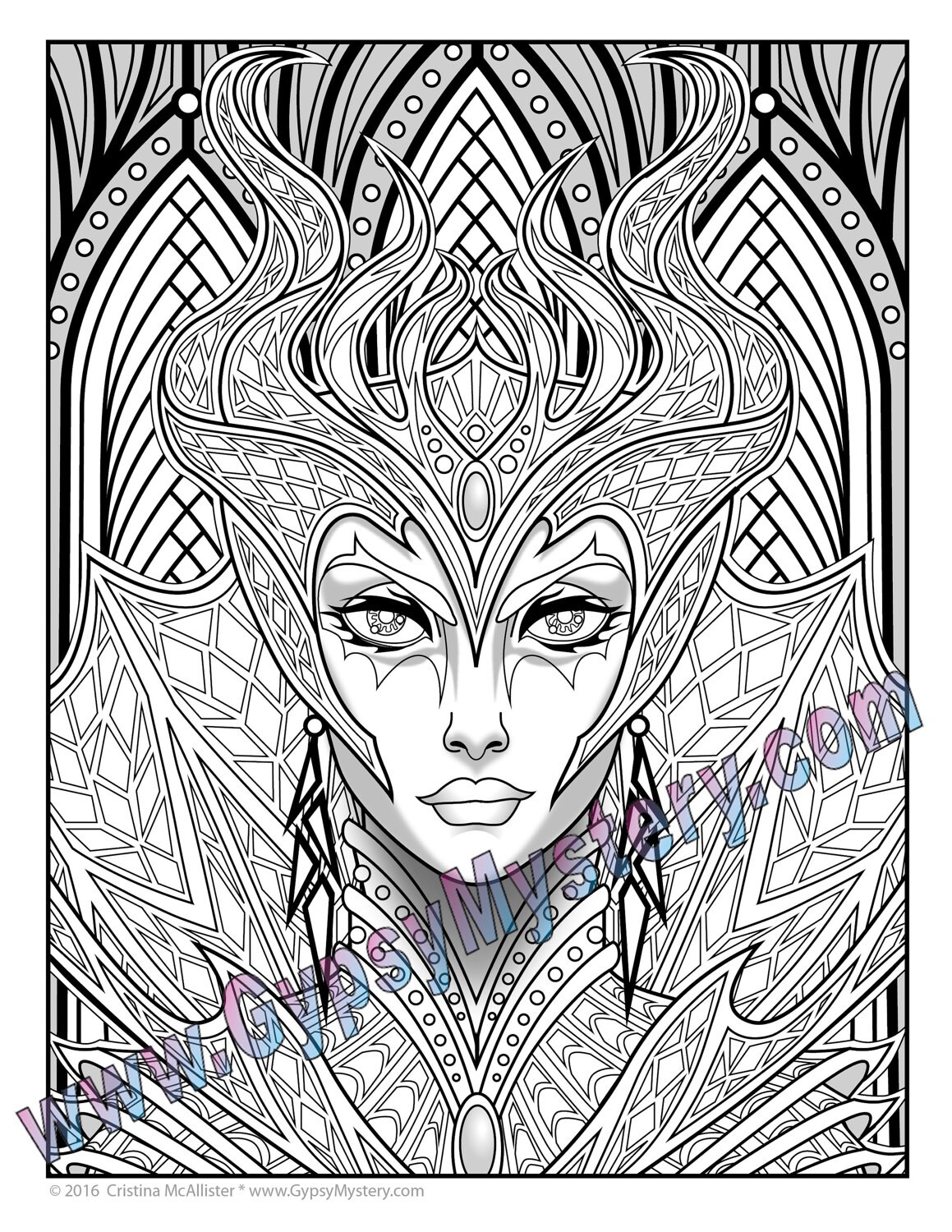 Single coloring page wicked sorceress from the magical beauties collection download print color