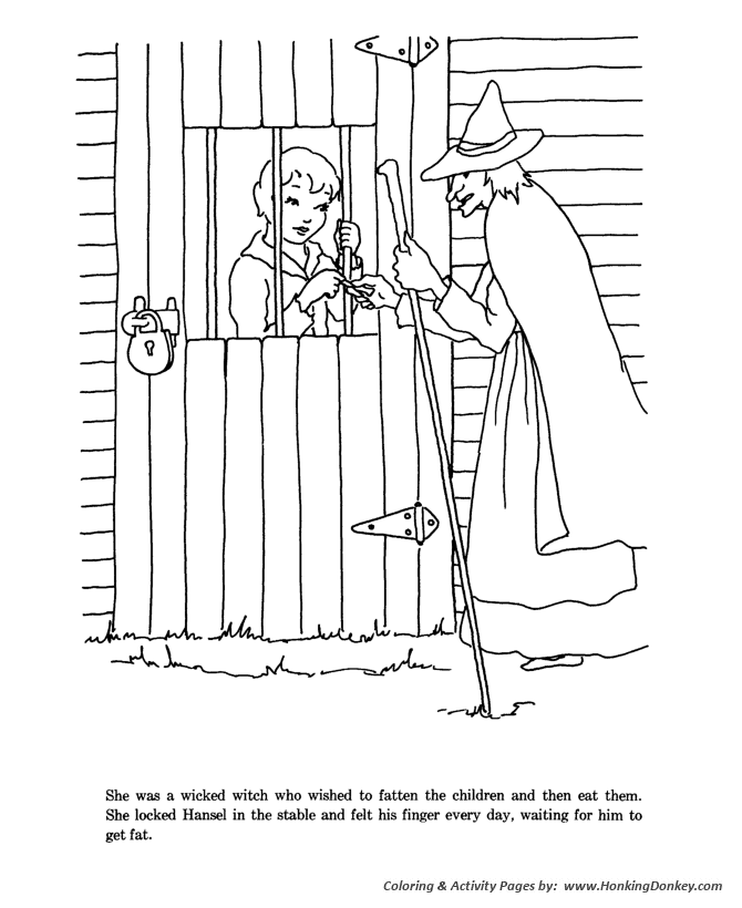 Hansel and grettle fairy tale story coloring pages hansel and grettle wicked witch story