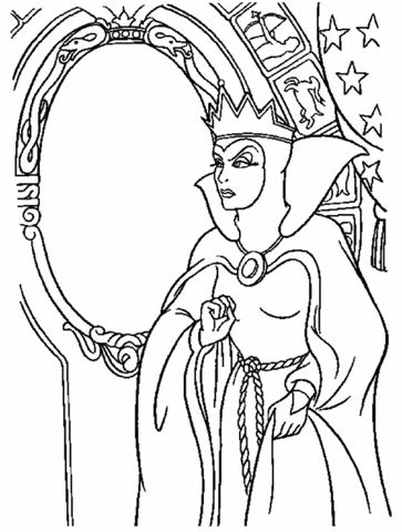 The evil queen and the magic mirror coloring page pãginas para colorear disney blancanieves y los siete enanitos dibujo de blancanieves