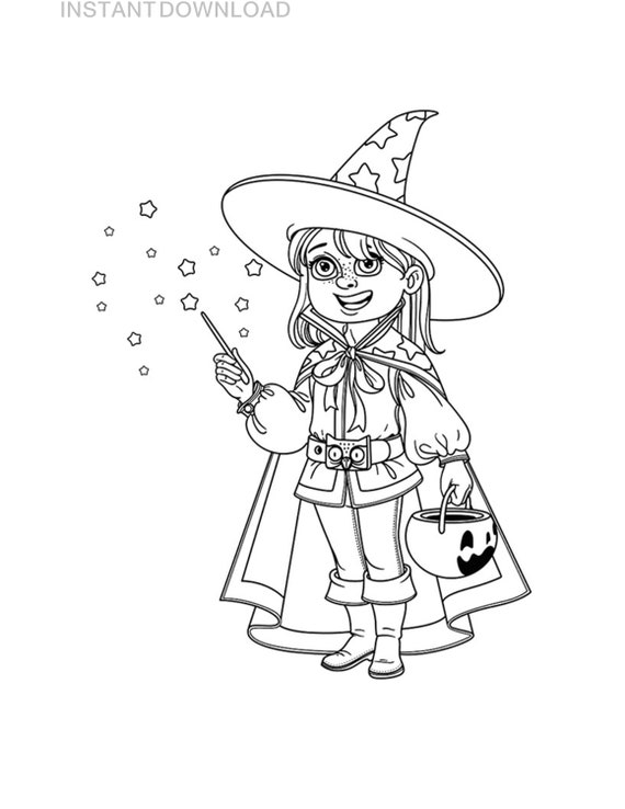 Printable halloween princess coloring page plus bonus instant download digital file x printable