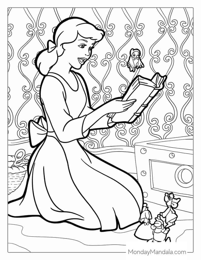 Cinderella coloring pages free pdf printables