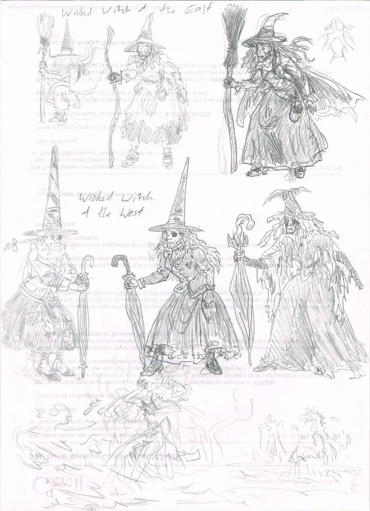 Wicked witches of oz character designs by hand