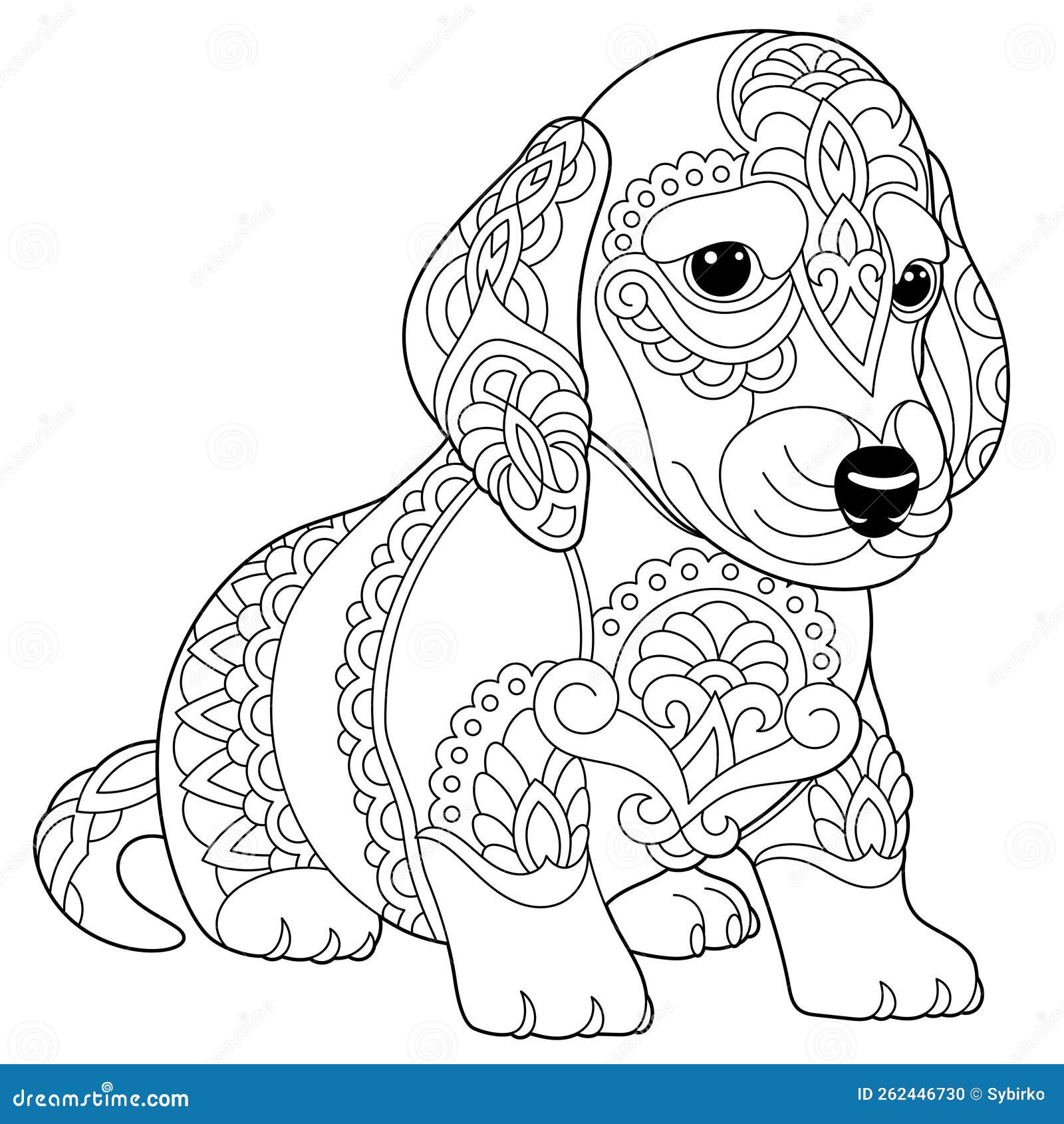 Dachshund dog coloring page stock vector