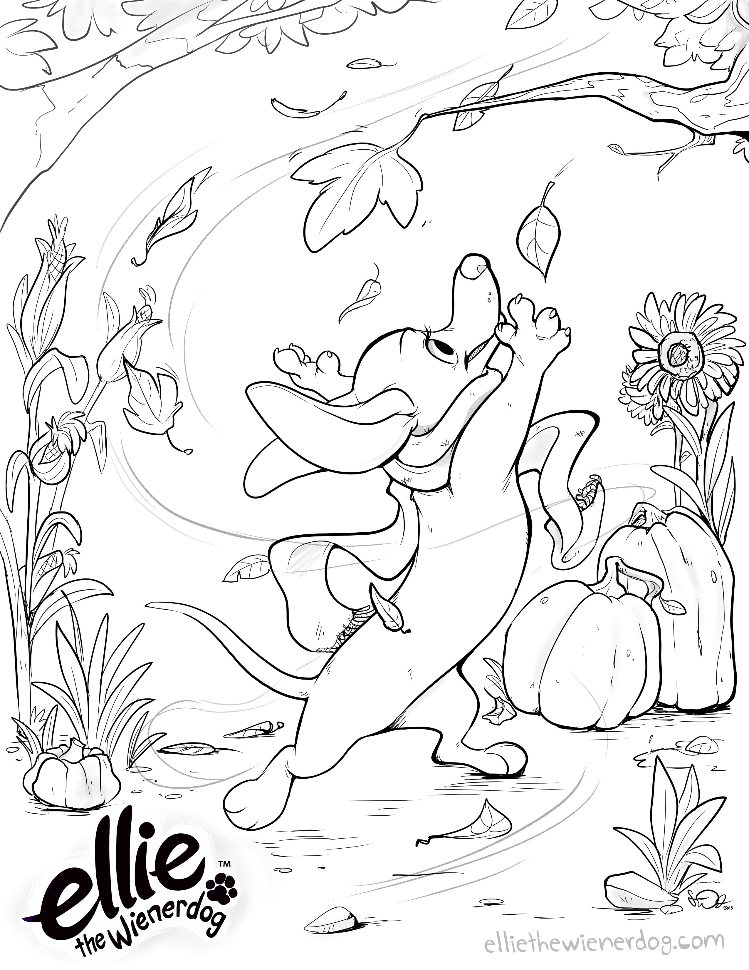 Ellie the wienerdog fall fiesta coloring page â ellie the wienerdog