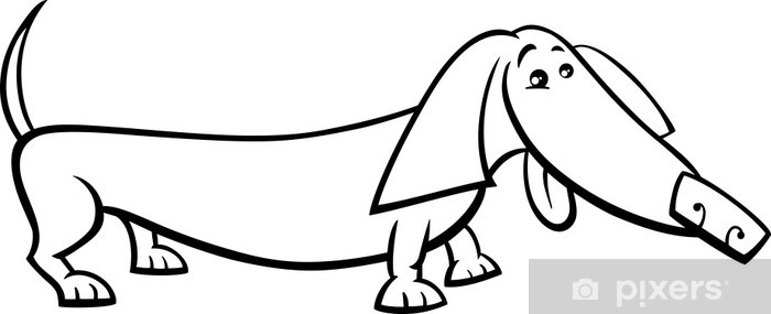 Wall mural dachshund dog cartoon coloring page